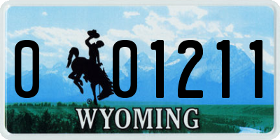 WY license plate 001211