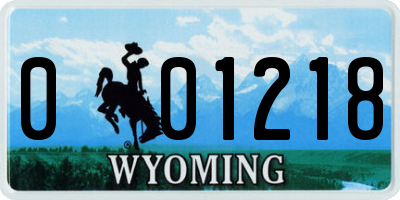 WY license plate 001218