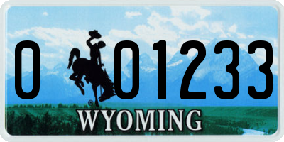 WY license plate 001233