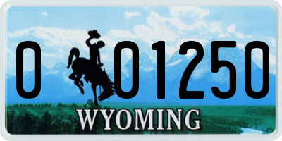 WY license plate 001250