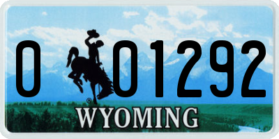 WY license plate 001292