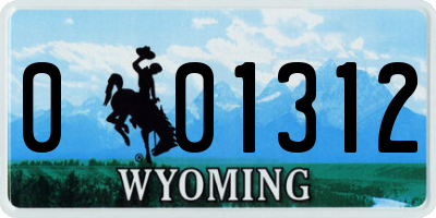 WY license plate 001312