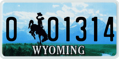 WY license plate 001314