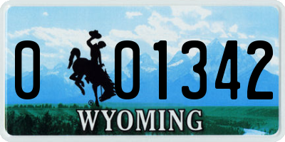 WY license plate 001342