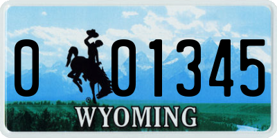 WY license plate 001345