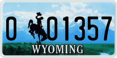 WY license plate 001357