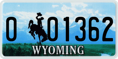 WY license plate 001362