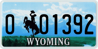 WY license plate 001392