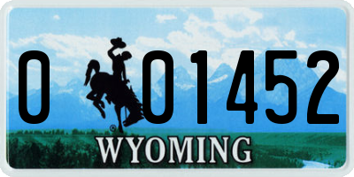 WY license plate 001452