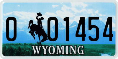 WY license plate 001454