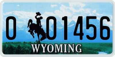 WY license plate 001456