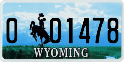 WY license plate 001478