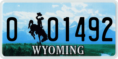WY license plate 001492