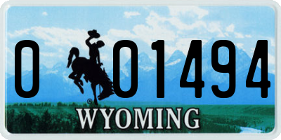 WY license plate 001494