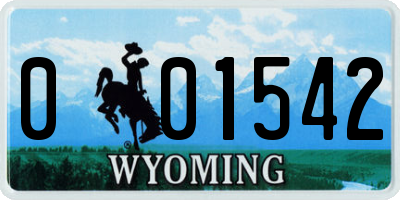 WY license plate 001542