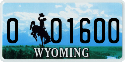 WY license plate 001600