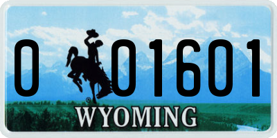 WY license plate 001601