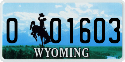 WY license plate 001603