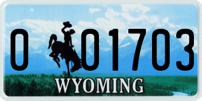 WY license plate 001703