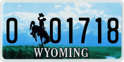 WY license plate 001718