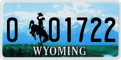 WY license plate 001722