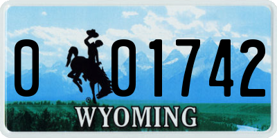 WY license plate 001742