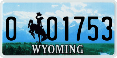 WY license plate 001753