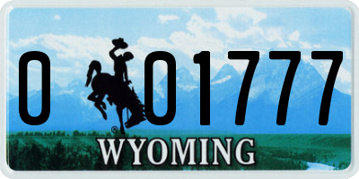 WY license plate 001777