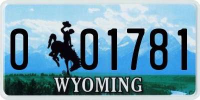 WY license plate 001781