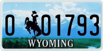 WY license plate 001793