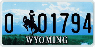 WY license plate 001794