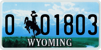 WY license plate 001803