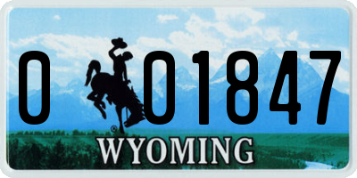 WY license plate 001847