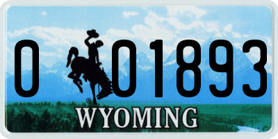 WY license plate 001893