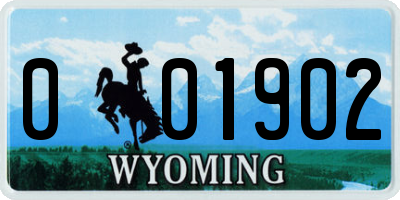 WY license plate 001902