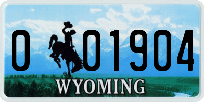 WY license plate 001904