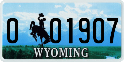 WY license plate 001907