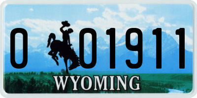 WY license plate 001911