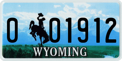 WY license plate 001912