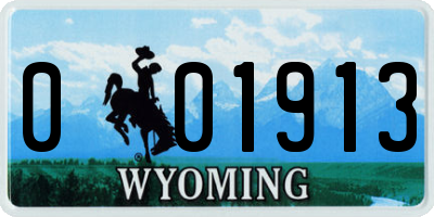 WY license plate 001913