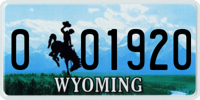 WY license plate 001920