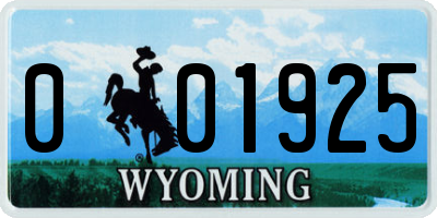 WY license plate 001925