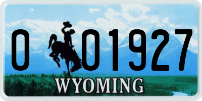 WY license plate 001927