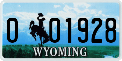 WY license plate 001928