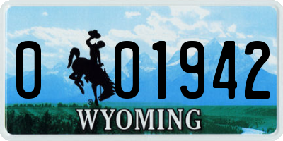 WY license plate 001942