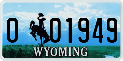 WY license plate 001949