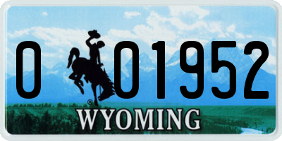 WY license plate 001952