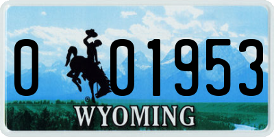 WY license plate 001953