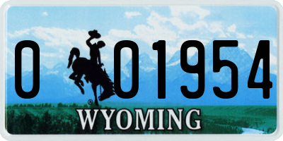 WY license plate 001954