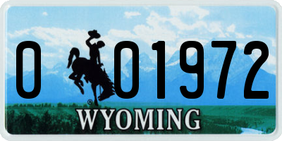 WY license plate 001972